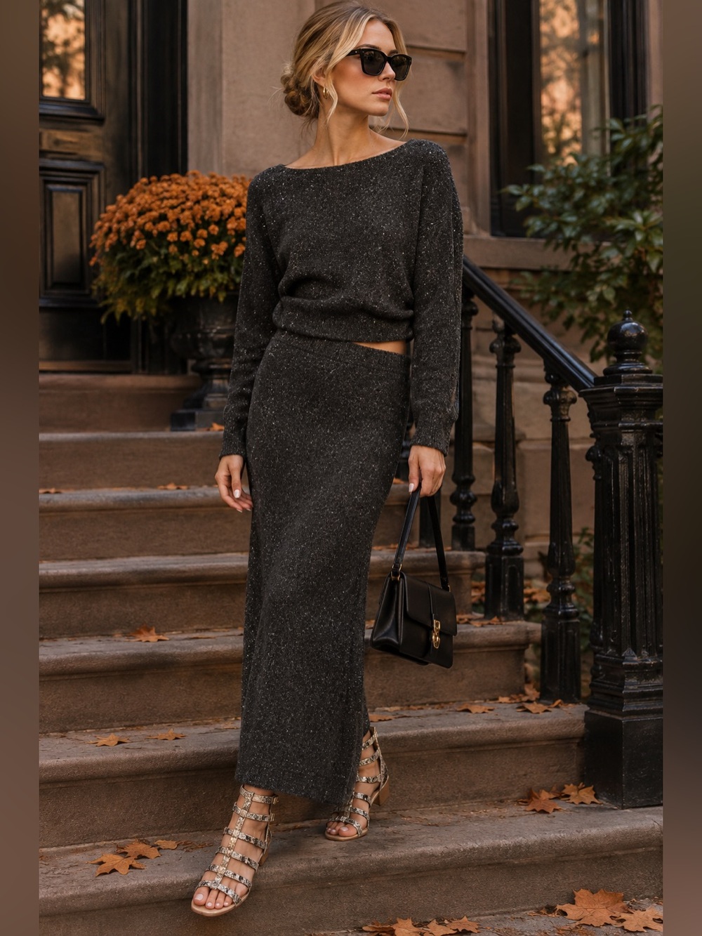 🆕 Zara | Knit-Blend Sweater & Midi Skirt Set